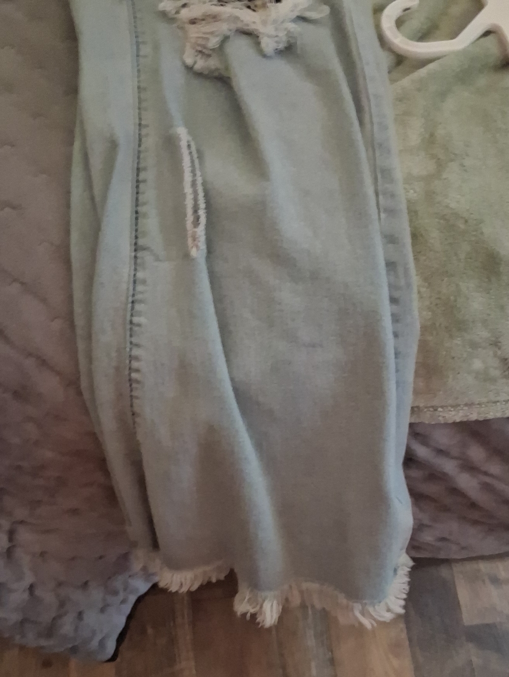 Distressed Light Blue Womens Jeans - Ripped Side Detail - Picture 2 of 4